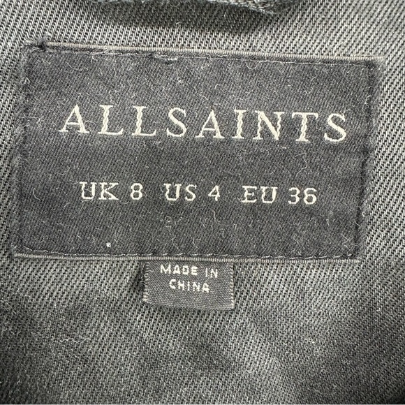 AllSaints Loa Soft Trucker Jacket Lightweight Black Size 4 - Picture 4 of 8